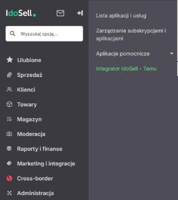 Aplikacja w menu Apps panelu IdoSell